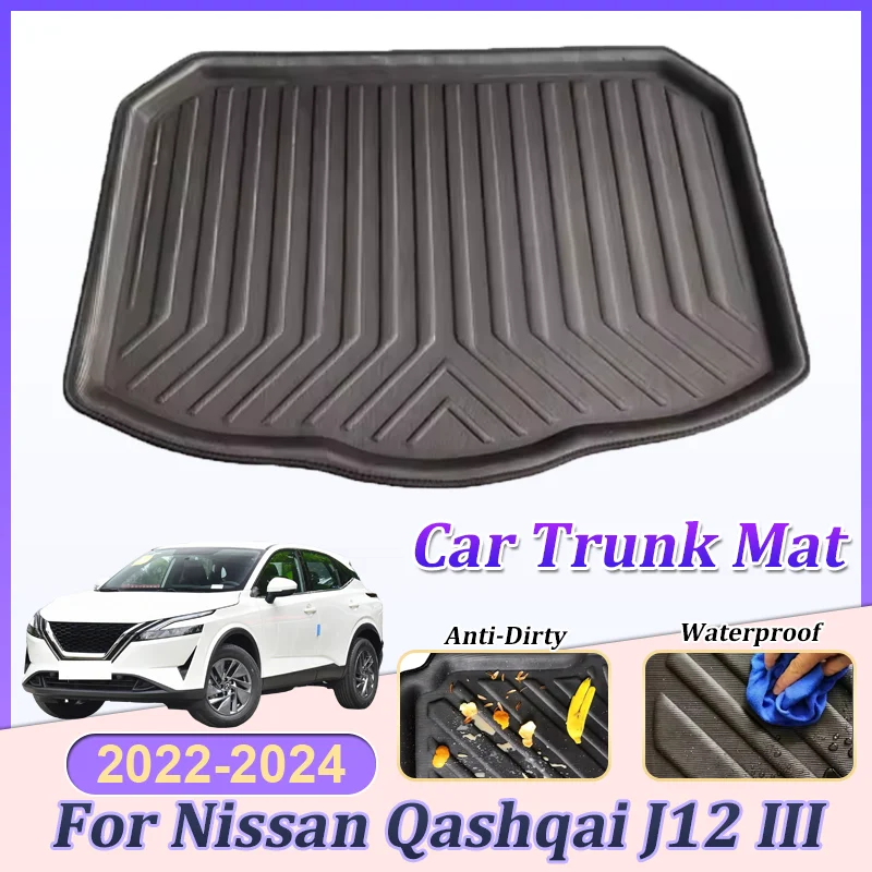 

Коврик в багажник автомобиля из ЭВА, противоскользящий водонепроницаемый защитный коврик для хранения, аксессуары для ковров для Nissan Qashqai J12 III 2022 2023 2024