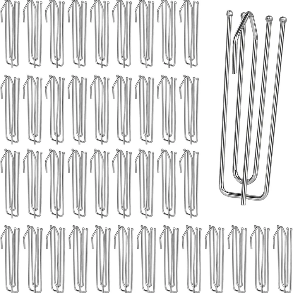 Metal Drapery Hooks in Silver Finish Compatible with Common Drapery Ring Systems for Residential and Light Commercial