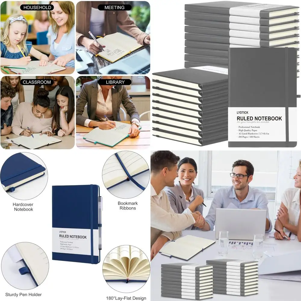 

Набор из 20 тетрадей в линейку, твердая обложка, 200 страниц, 5,7x8,4 дюйма, серые блокноты для письма, учебы или офиса