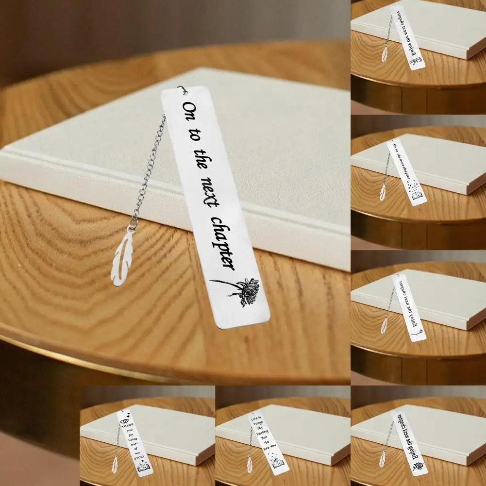 High Strength Bookmark Exquisite Stainless Steel Feather Bookmark with Tassel Pendant Graduation Teachers Day Gift Smooth