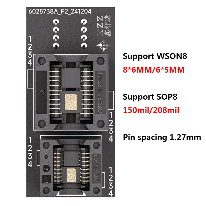 XZZ-enchufe programador BIOS de paso 4 en 1, adaptador SOP8 WSON8 QDFN8, quemador Flash EEPROM de 8 pines para Kit de herramientas de reparación de placa base de ordenador portátil