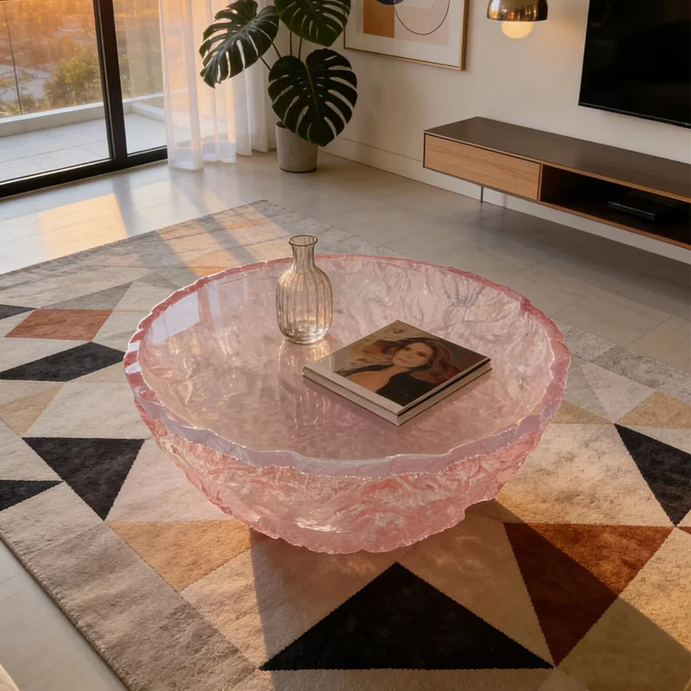 

mnLuxury Modern Transparent Resin Coffee Table Artistic Designer Center Furniture for Hotel Living Room Commercial Space*