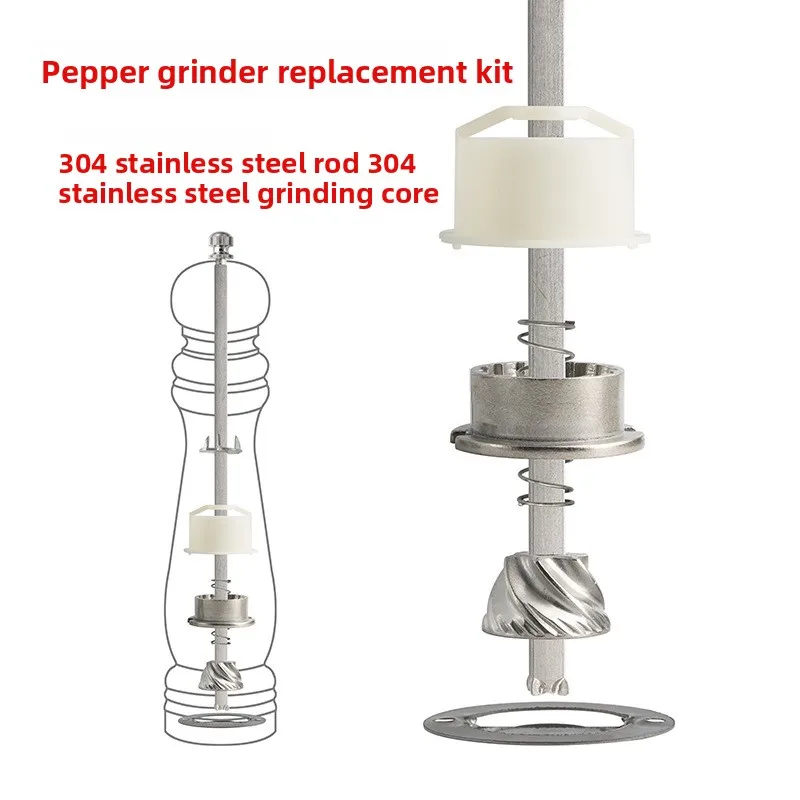 Household Pepper Grinder Accessories Stainless Steel Grinding Core Replacement Wooden Pepper Grinder Kit Nut Parts