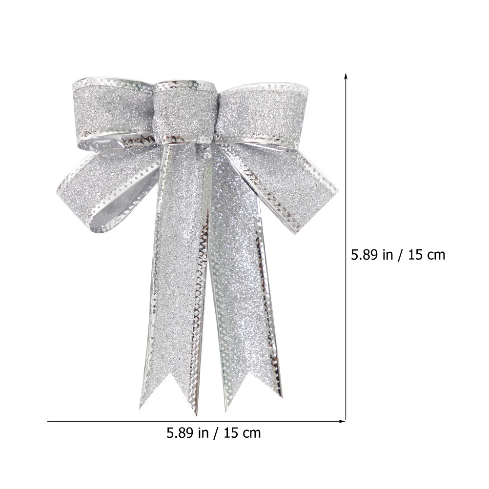 

6Pcs Gold Glitter Xmas Christmas Bows Gift Wrapping Xmas Tree Wreath Ornaments Holiday Decoration Christmas Tree Ornaments Bows