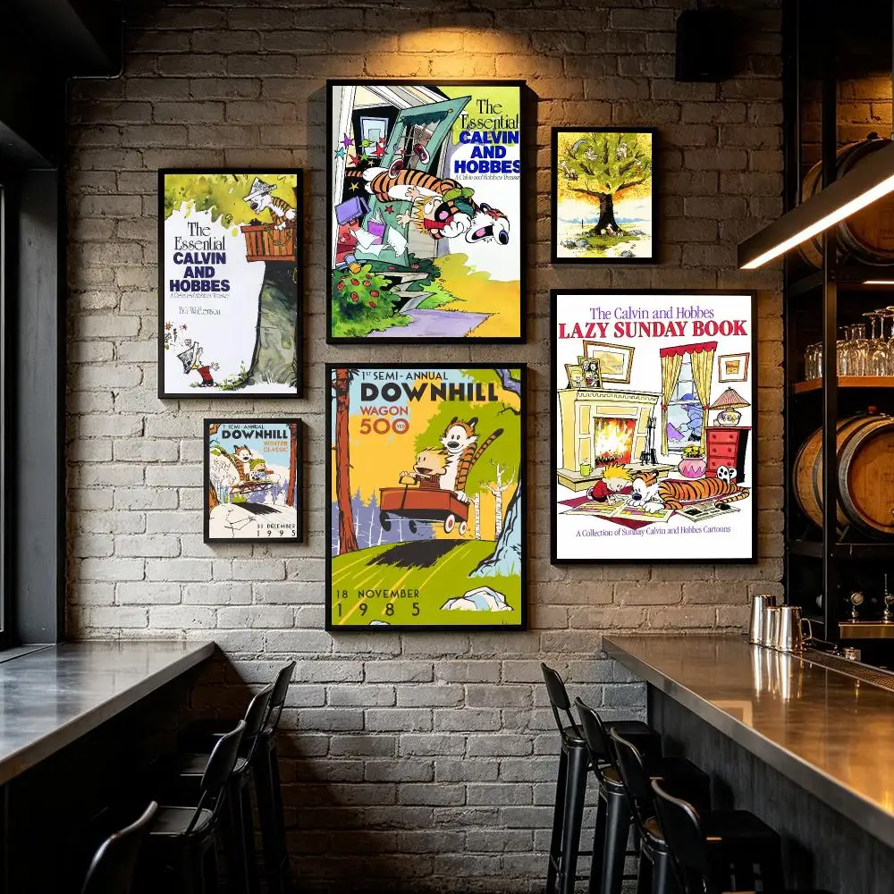 Anime C-Calvin und H-Hobbes Poster HD Wandaufkleber für Zuhause, Flur, Wohnzimmer, Schlafzimmer, Bar, Büro, Dekorationskunstdrucke