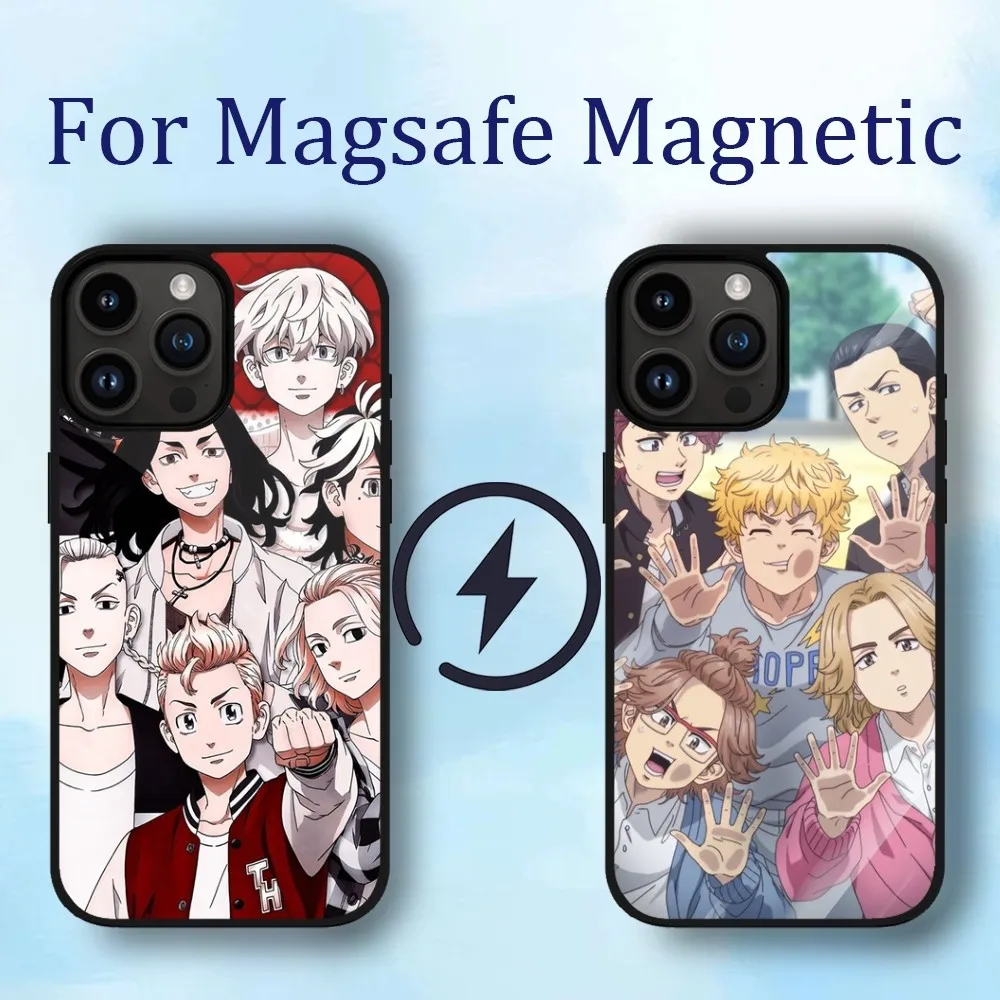 

Amine T-Tokyo R-Revengers Phone Case For iPhone 11 12 13 14 15 Max Plus Phone Magnetic for Macsafe Cases Cover