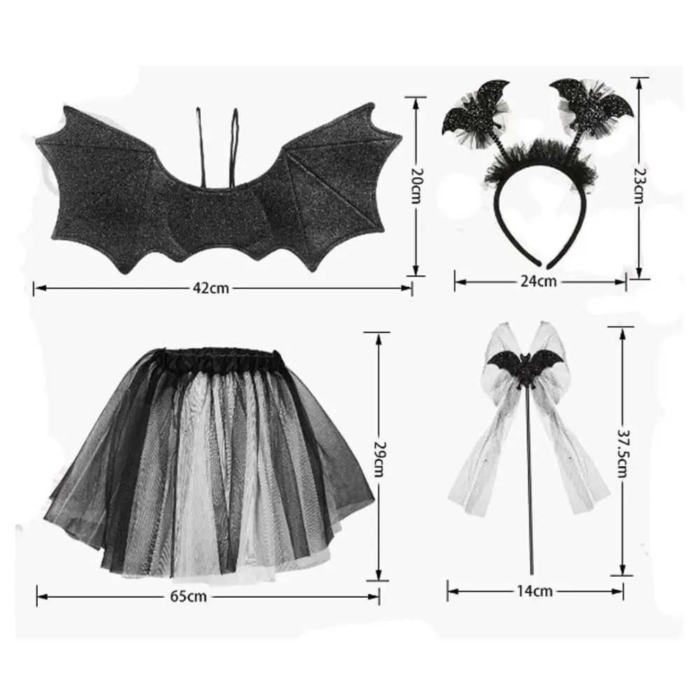 Cute Bat Wings Bat Wings Sets Tutu Skirt Headband Halloween Cosplay Costume Masquerade Halloween Gift Bat Wings Skirt Suit Party