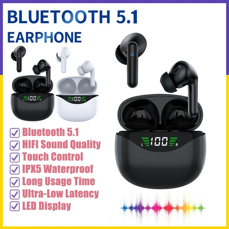 

【Fast Ship】TWS VG121 Bluetooth Earphones Universal Wireless Headphones 9D HIFI Noise Cancelling Earbuds Sports with Mic Headsets