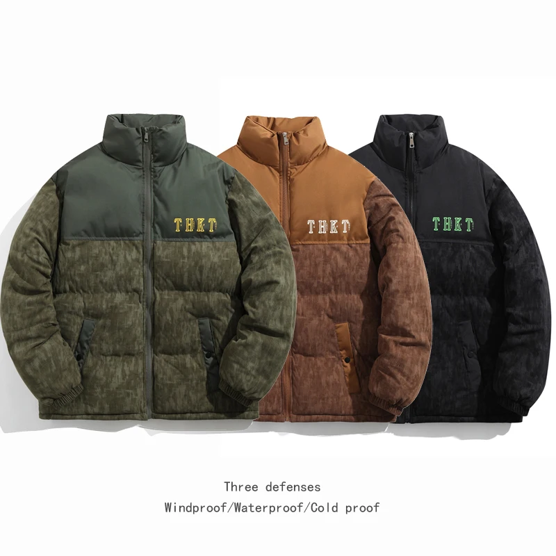 Harajuku Y2k Men Warm Parkas Winter Coat Corduroy Cotton Oversize Male Winter Jackets Windbreaker Padded Coat Woman Parkas