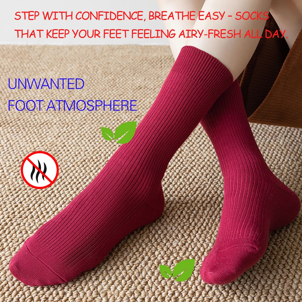 1/6 Pairs Women's Cotton Crew Socks Solid Color Basic Letter Print Stackable Socks for Women Girls Comfortable All Season Socks