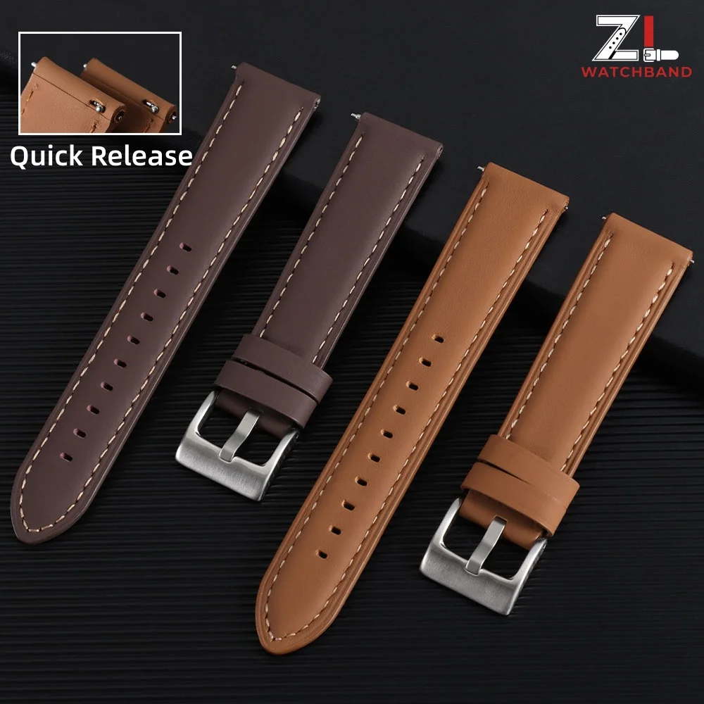 Bracelet de montre vintage en cuir 18mm 20mm 22mm universel à dégagement rapide, noir, marron, gris, accessoires pour montre