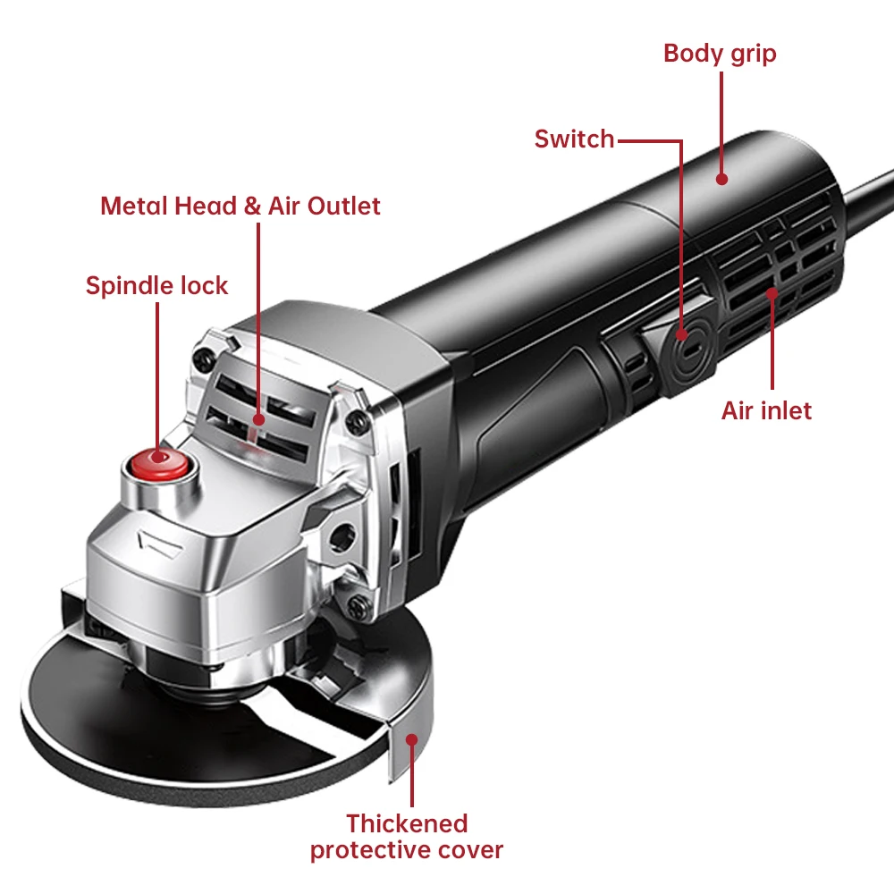 Electric Angle Grinder 710W 11000RPM Corded Grinding Machine For Polished Grinding And Cutting Metal Wood Tool