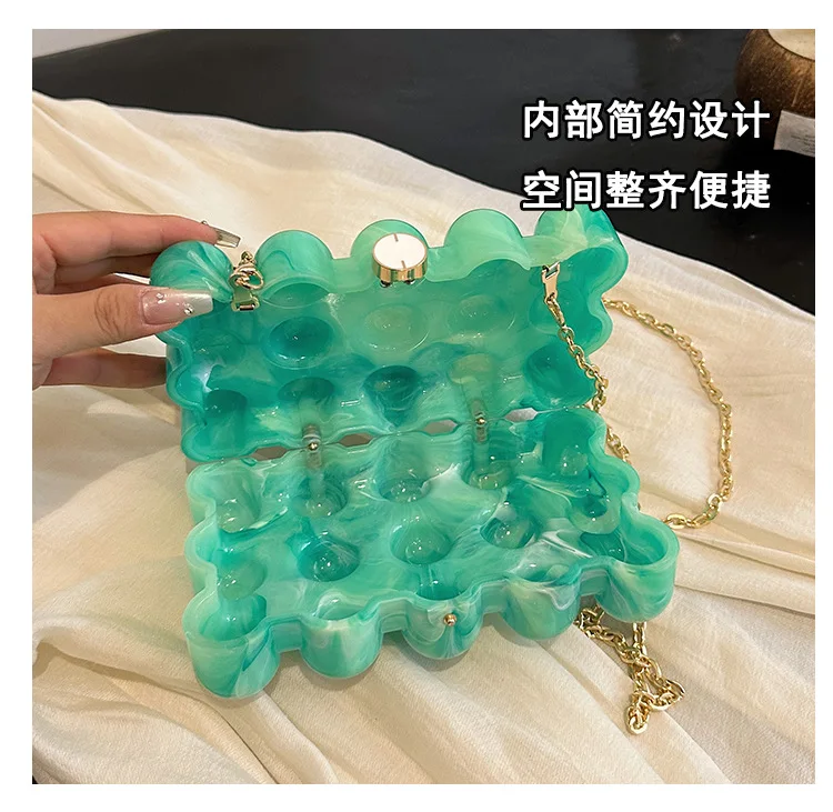 2024 New Fashion Acrylic Candy Color Evening Bags White Green Orange Trendy Wedding Party Handbags Chain Shoulder Bag For Women