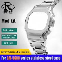 G-Refit New GM5600 Mod kit stainless steel case bezel bracelet for Casio GM-5600 Metal strap case G-Shock men's watchband +Tools