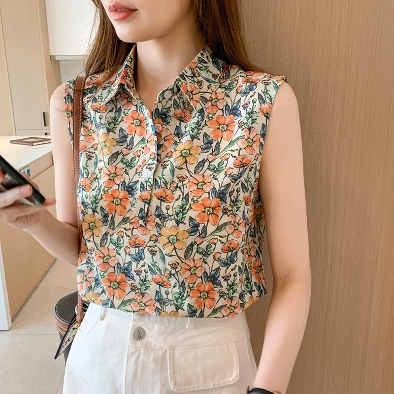 Fashion womens tops and blouses New Summer ladies chiffon shirts sleeveless bottoming shirts Tops blusa Women B54