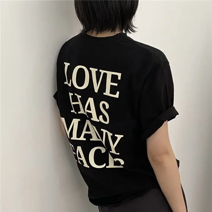 2024 Korean niche simple and versatile loose letter printed back loose casual short-sleeved T-shirt women's tops bottoming shirt