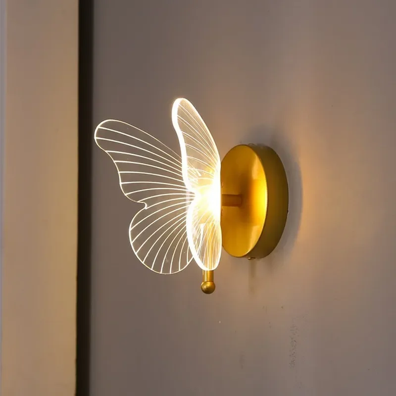 for Simple Modern Creative Warm Butterfly Wall Lamp for Bedroom Bedside Bar Counter Background Light Luxury Small Chandelier