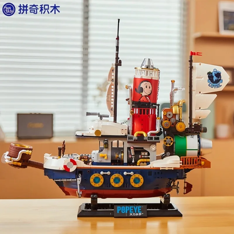 Pantasy Popeye Klocki Konstrukcyjne Steam Statek Łowcy Skarbów Zabawka do Składania Małe Elementy Model Ornament Architektoniczny Prezent