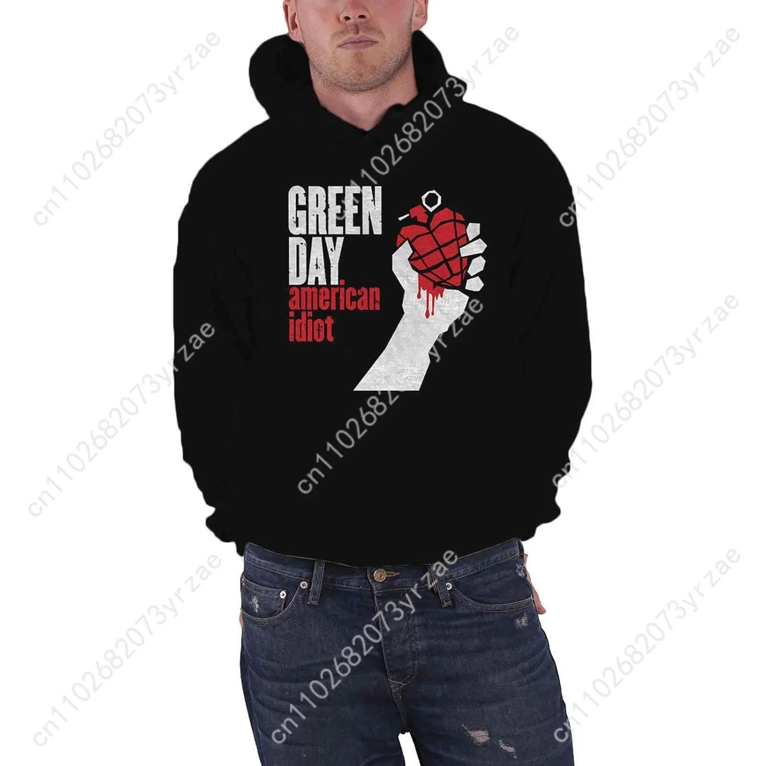 

Green Day Hoodie American Idiot Band Logo Official Mens Black Pullover