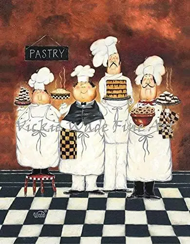 Chefs Art Fat Chef S Chef Art Chef Kitchen Art Four Tall Pastry Metal Signs Retro Poster Vintage Wall Art Wall Signs for Bar Cof