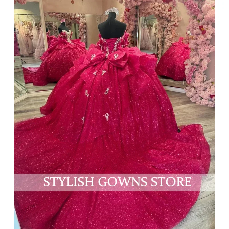 Trendy Sleeveless Quinceanera Dresses for Girls Tiered Bow Rhinestones Ball Gowns 15 Quinceanera Dresses Customised