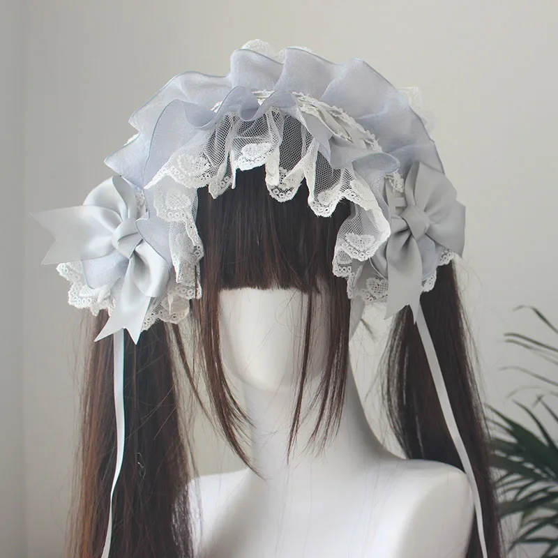Fascia per capelli Lolita originale fatta a mano Love Girl Lolita Bow Accessori per capelli All-Match Fascia per capelli in pizzo carino