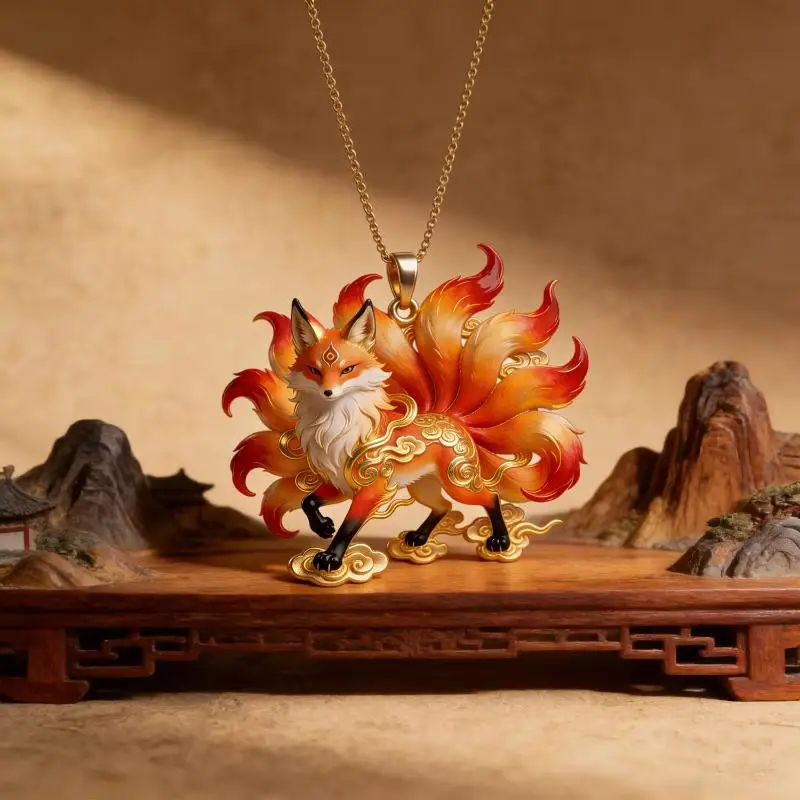 Nine Tailed Fox Pendant Necklace Luxury Elegant Accessories Delicate Charm Necklace Jewelry Gift For Friends