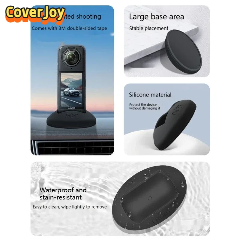 CoverJoy Fixed Base untuk Insta360 X5 /X4 Dudukan Kamera Silikon untuk Meja dan Mobil Anti Getaran