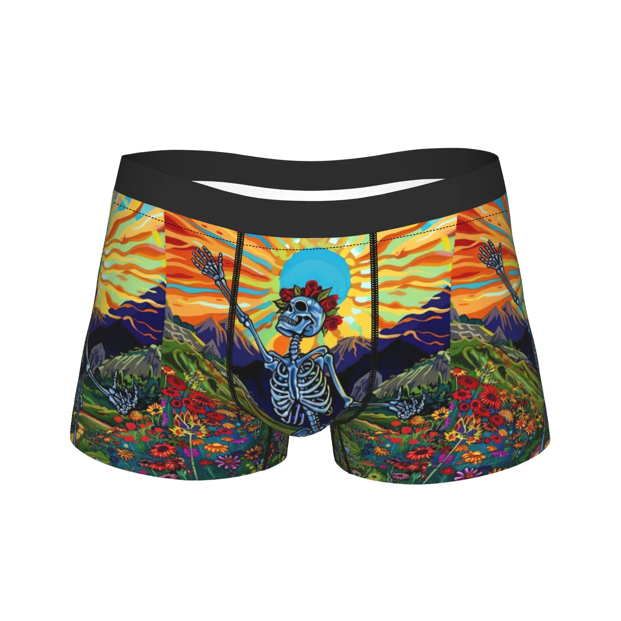 Dancing Skeleton Portrait Underwear  Men's Boxer Brief Soft Trend Trunk High Quality Print Oversize Panties