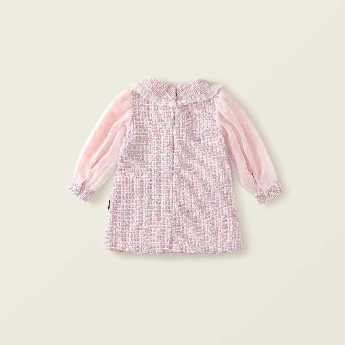 Girl's Pink Temperament Long Sleeved Dress with Pocket 2024 Autumn New Baby Fake Two-piece Lace Children's Dress Kids Clothes