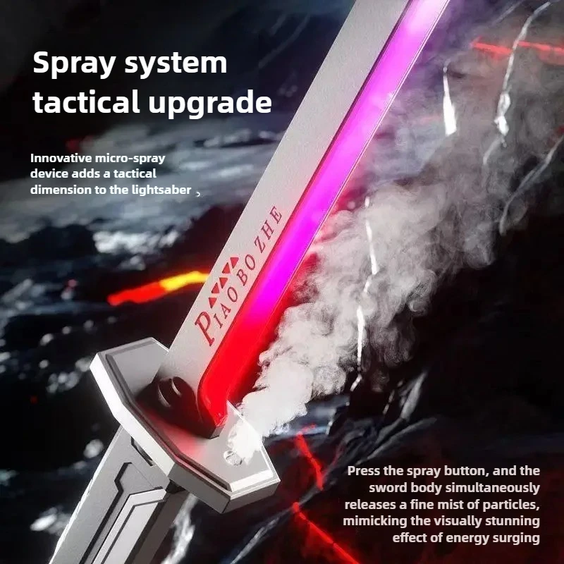 ¡Caliente! Streamer colorido espada brillante de juguete con efecto de chispa y humo espada ligera de juguete para niños regalo de cumpleaños de Navidad accesorio de vacaciones