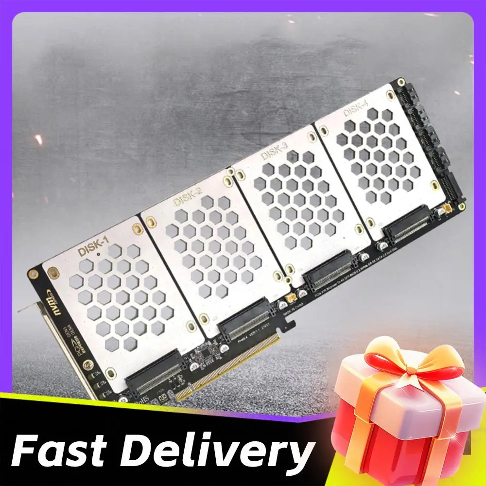 

4-Port NVMe Interface PCIe X16 Conversion Card Motherboard Support PCIe X4x4x4x4 Bifurcation U.2 To PCIe Card for PC
