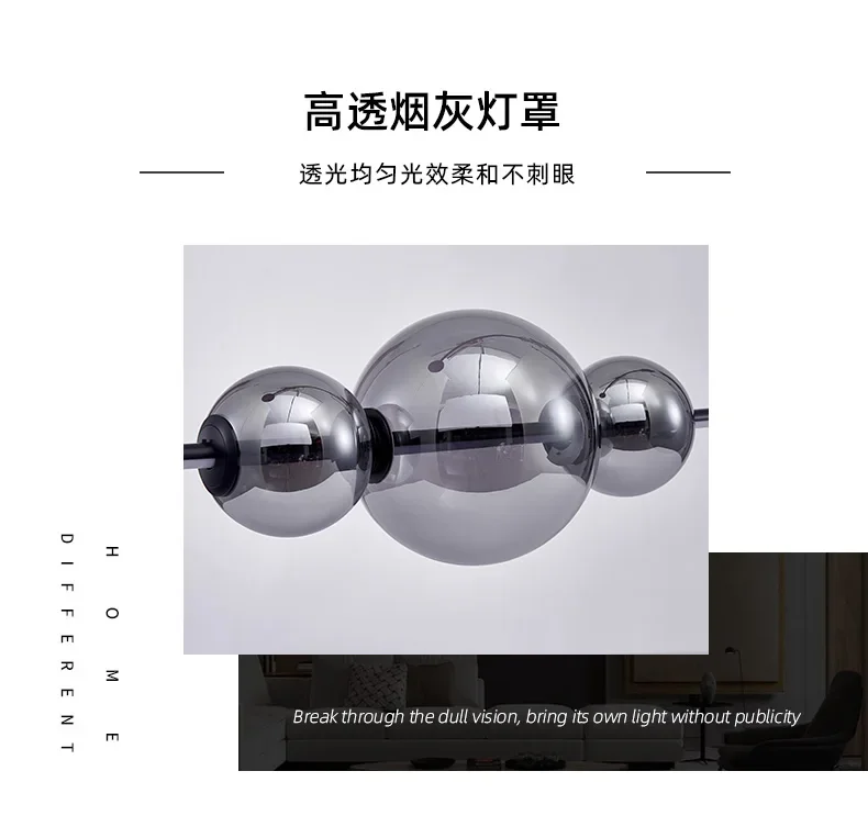Dining Room Island LED Chandelier Creative Restaurant Glass