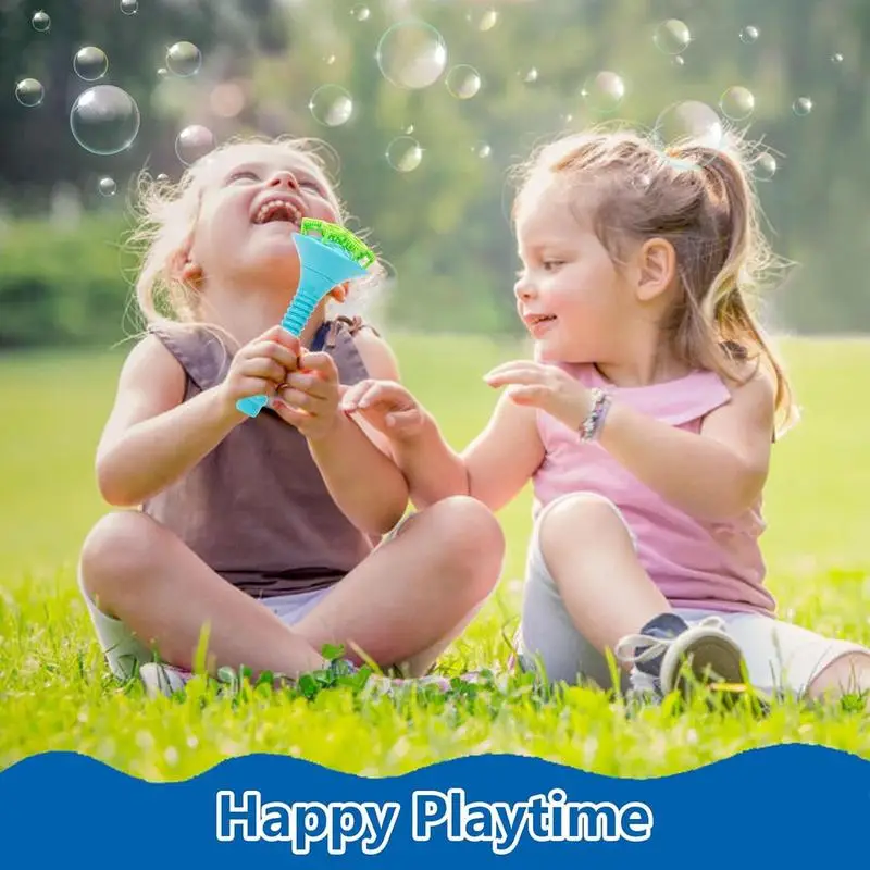 ฟองกลางแจ้ง 3X Bubble Maker คู่มือ Bubbles เป่าของเล่นถาดกลมทรัมเป็ต Wand สําหรับ Backyard วันเกิดงานแต่งงานปิกนิก