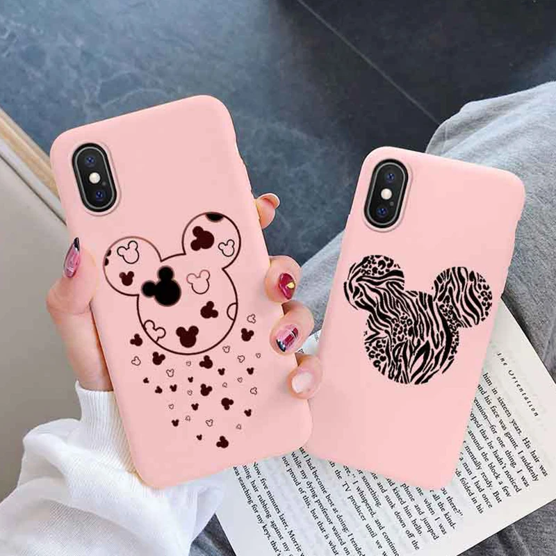 Bowknot Print Line Art Phone Case for iPhone X XS Max XR 10 Cute Cartoon Funny Mouse Back Cover Silicone Soft TPU Funda Capa