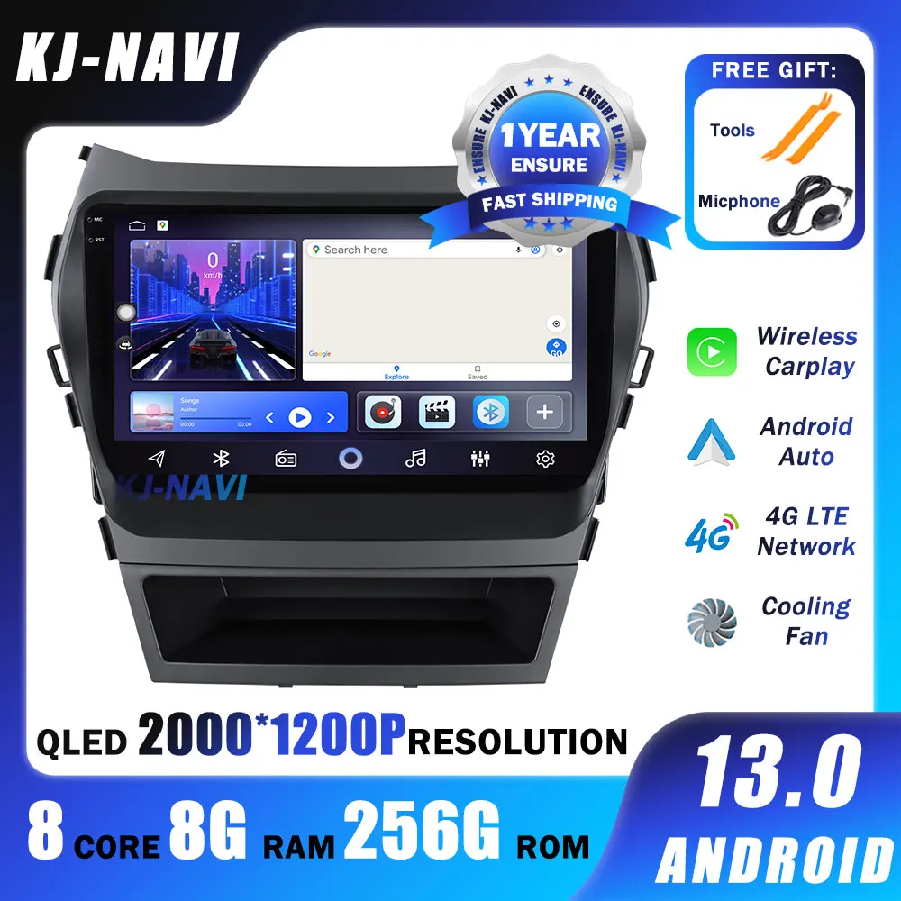 

9'' Android 13 For Hyundai Santa Fe 3 IX45 2013 - 2016 Car Radio Multimedia Video Player GPS Navigation IPS QLED 4G Carplay 2Din