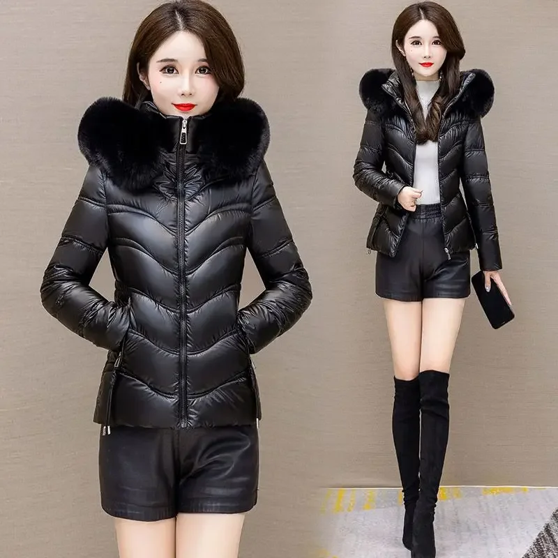 Ladies Winter Coat Women Down Cotton Hooded Jacket Woman Casual Warm Outerwear Jackets Female Girls  Fur Collar Clothes VA1191