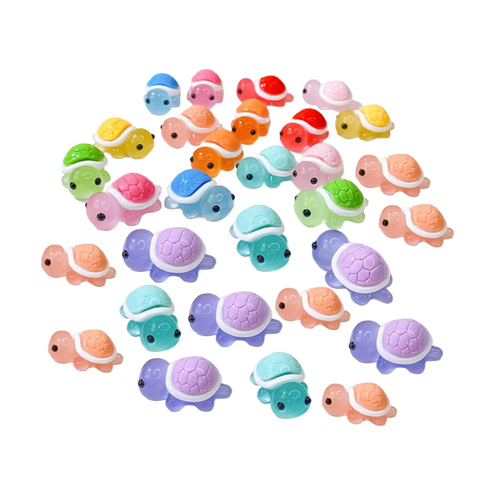 30Pcs Mini Resin Turtle Tiny Figure Fairy Garden Fish Tank Turtle Cute Micro Landscape Ornaments Set Miniature Figurines