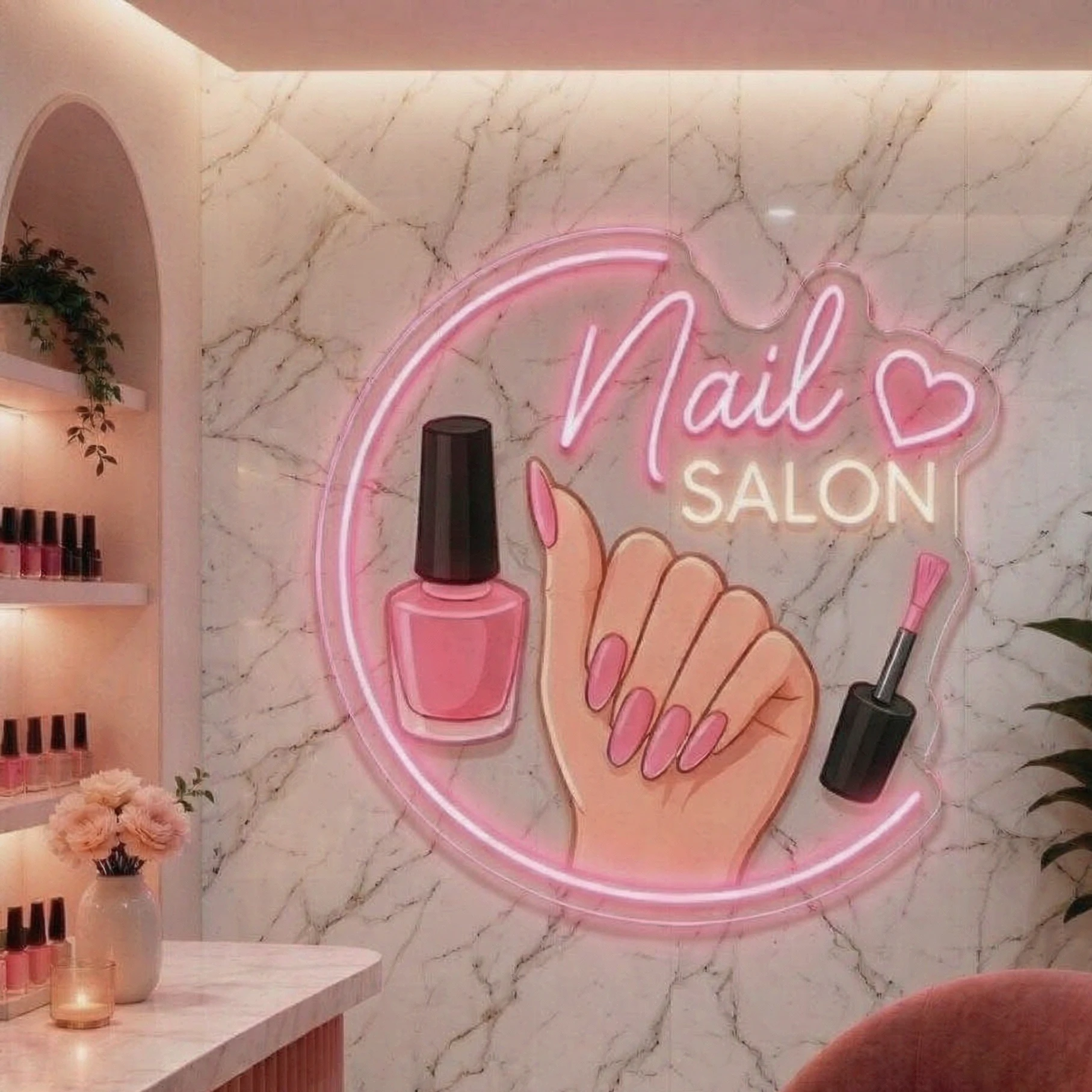 Nail Neon Sign Nails Studio Neon Beauty Salon Sign Nail Salon Shop Home Art Decor,Business Owner Gift,Gift For Beauty Shop