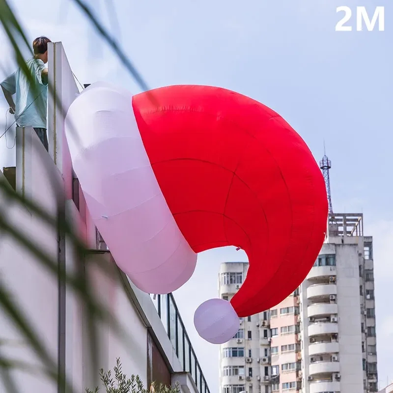 6.6FT Inflatable Christmas Hat Air Model Shopping Mall Christmas Light Arch Model Decoration, Festival Roof Props, Garden Party