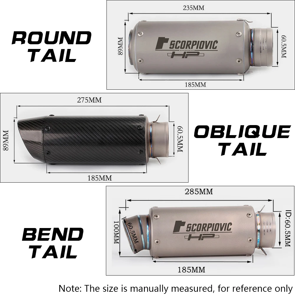 Universal Motorcycle Exhaust System Muffler Pipe 51mm 60mm Titanium Alloy Moto Slip On Tail Pipe DB Killer Racing
