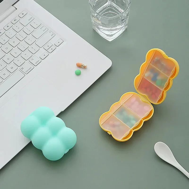 Portable Mini Pill Box Large Capacity Weekly Organizer for 7 Days Individual Compartment for Three Meals Small Size