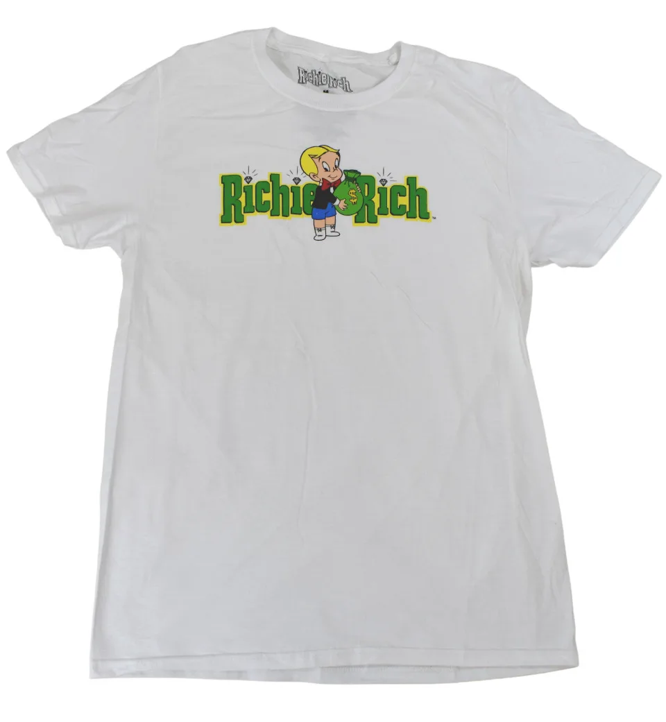 Richie Rich Mens Holding Bag Of Money White T Shirt New S M L Xl