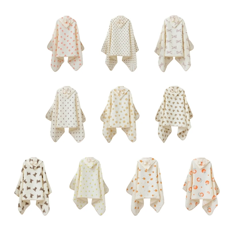 

Infant Hooded Towel Gauze-Cotton Breathable Bathrobe Print Summer Sun-proof Cloak Bath Towel Gender Neutral Soft Towel