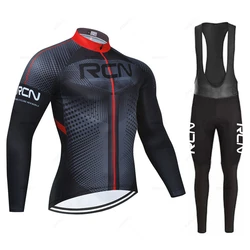 Rvouei Mens Autumn Long Sleeve New Racing MTB Spring Long Cycling Jersey Set Bike Cycling Bicycle Clothing Uniform Ropa Ciclismo