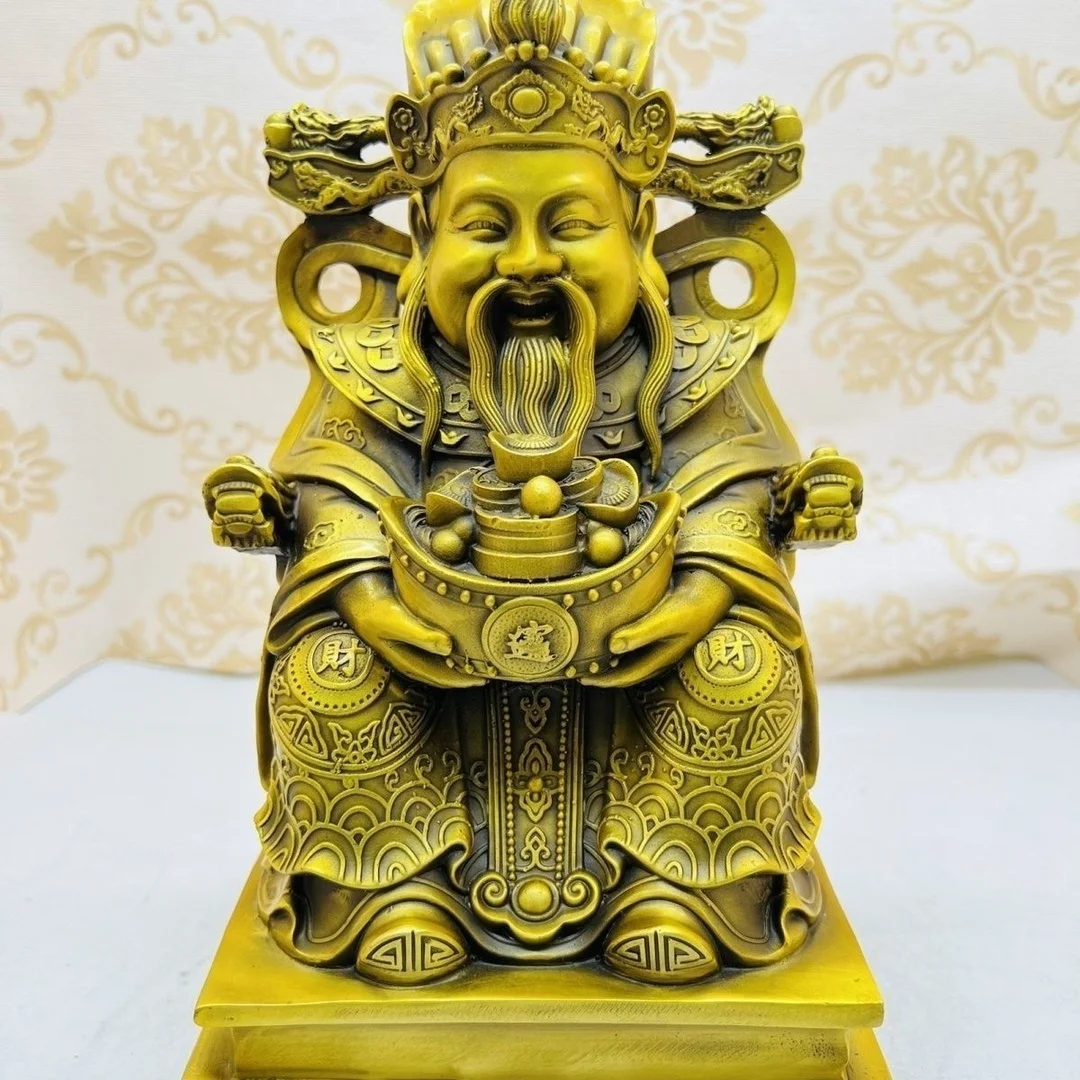 bronze statue Pure copper precision gold ingot, God of Wealth Height 20cm, length 10cm, width 9cm, weight 0.85kg