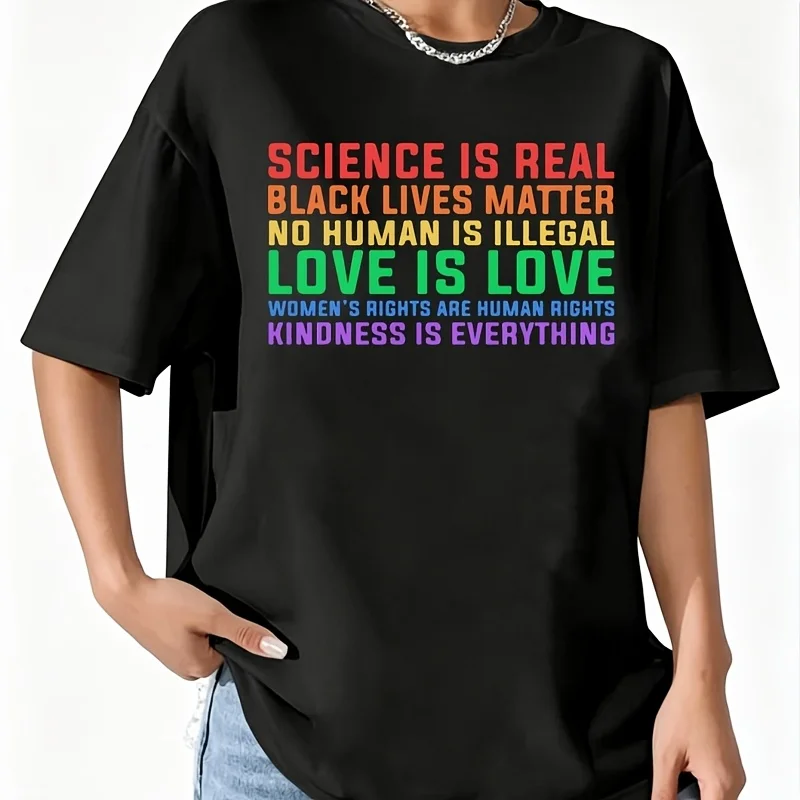 Science Is Real Black Lives Matter2 Women's T-Shirt 100% Cotton Fun Print Short Sleeve Top Casual Round Neck Tee S-5Xl