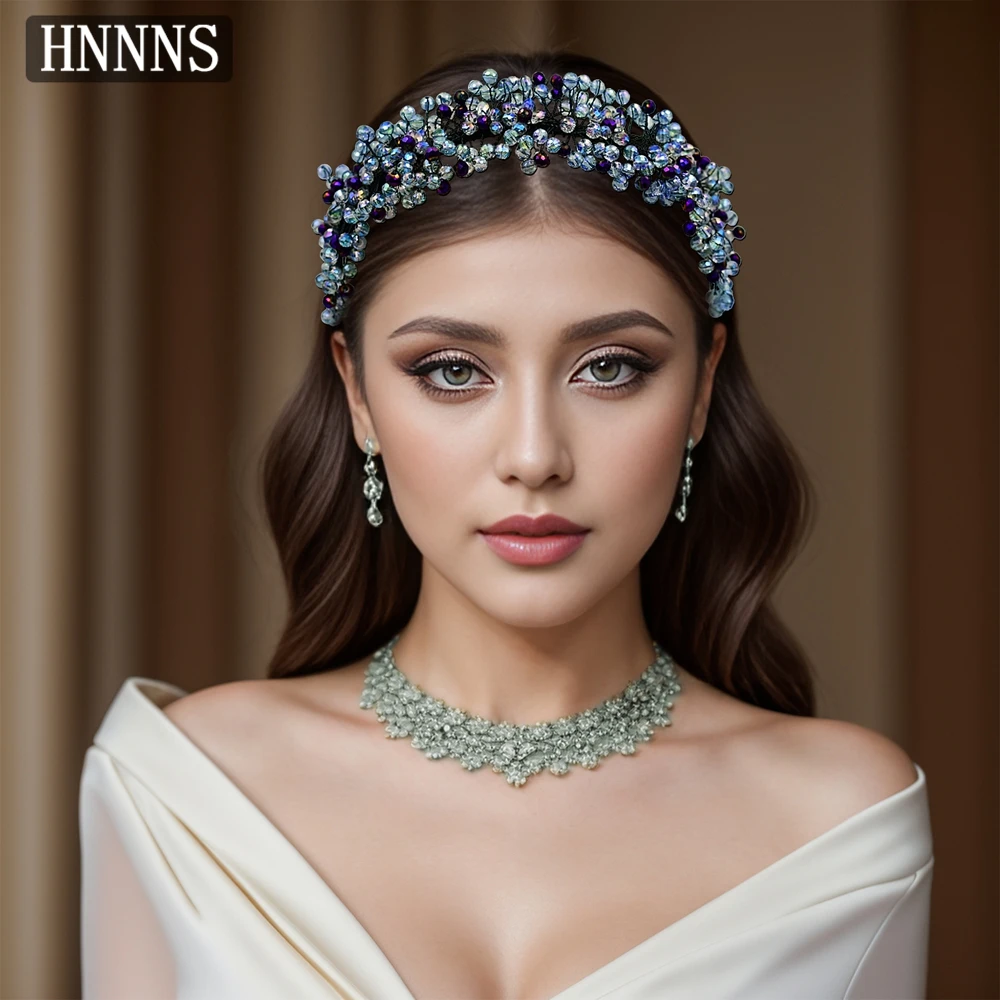 

HNNNS Blue Crystal Headband For Women Party Crystal Bridal Hairband Bridal Wedding Hair Accessories Jewelry Headpiece A88