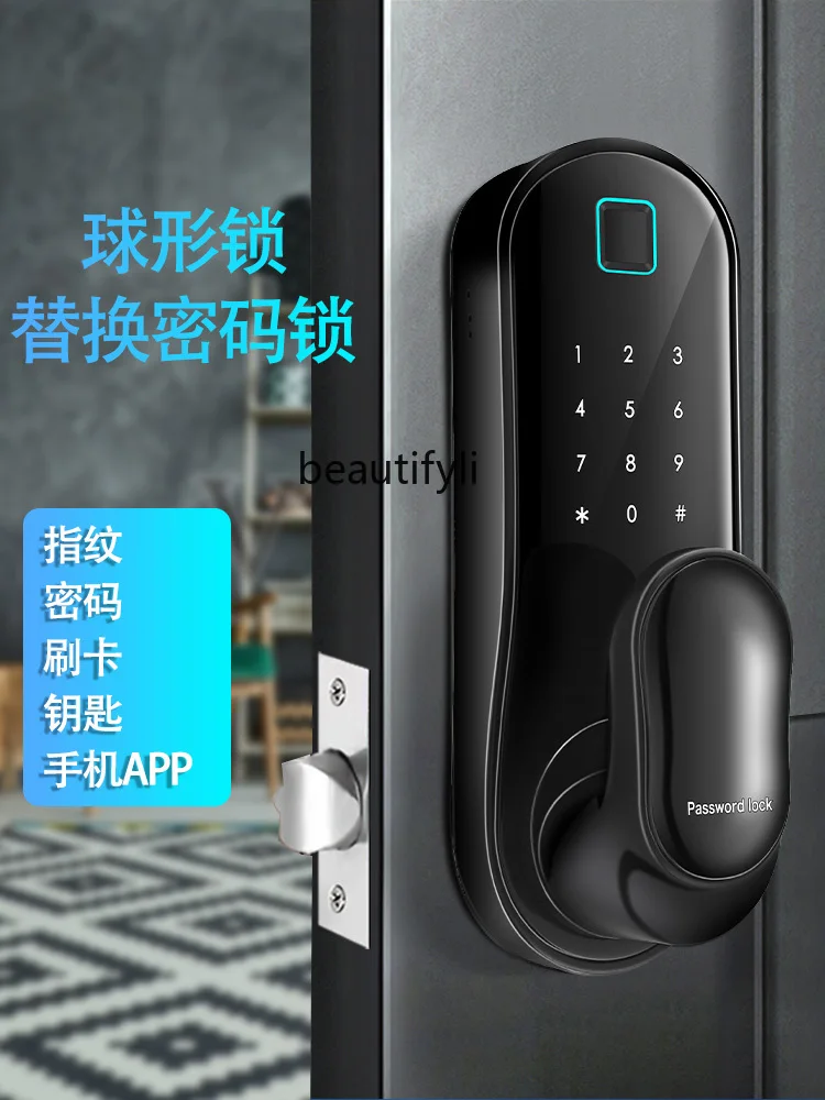 Household Wooden Door Indoor Fingerprint Lock Bedroom Office Password Lock Apartment B & B Replacement Door Lock with Knobs