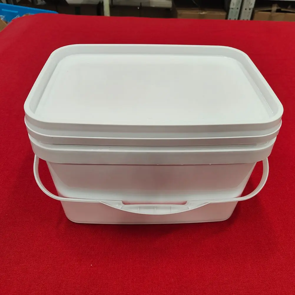 White 2.6 Gallon Paint Bucket 10L Rectangular H held Wide Mouth Container Lid for Pigment Storage Lightweight Durable PP
